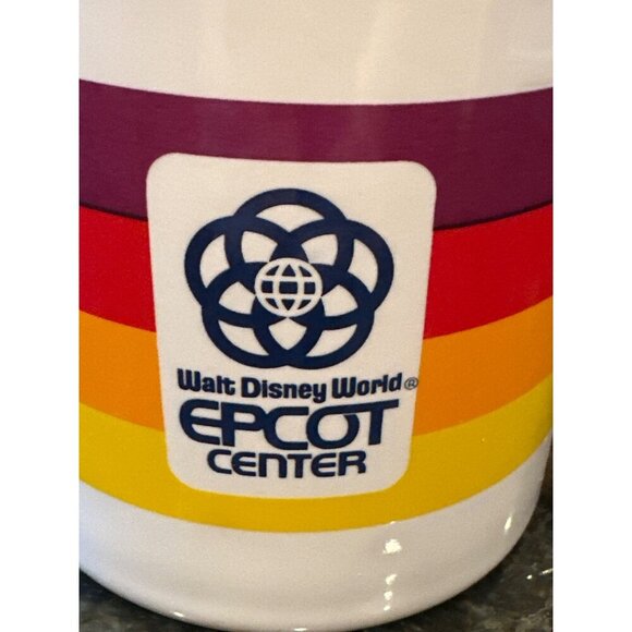 1982 Disney EPCOT Center Mug Japan Rainbow Stripes Retro Logo Vintage Coffee Cup - Picture 13 of 15